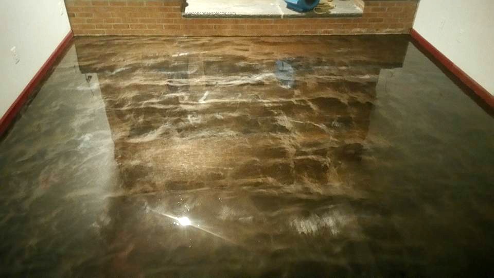 Example metallic epoxy flooring transformation